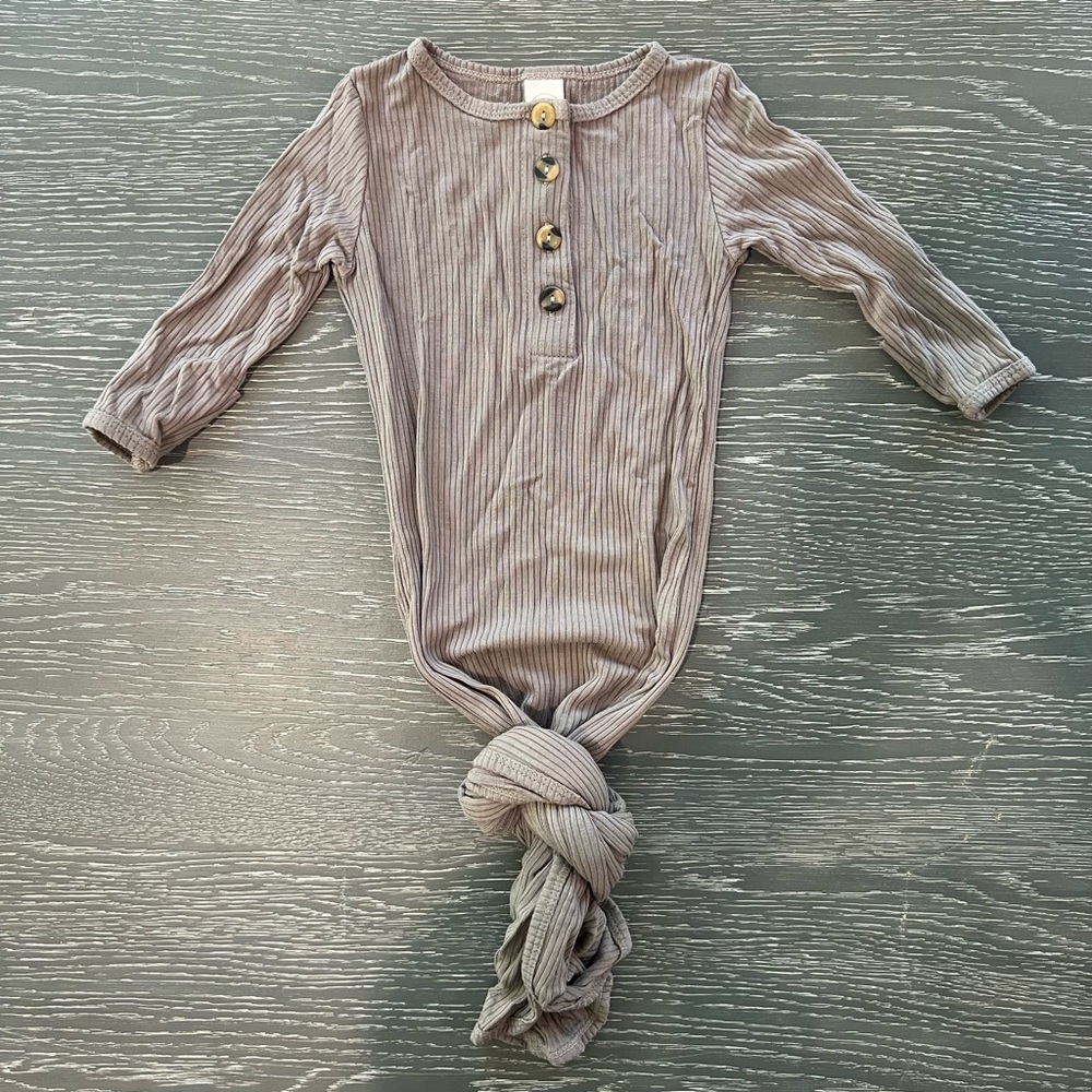 Lou Lou & Company 3-6M Taupe Knotted Gown